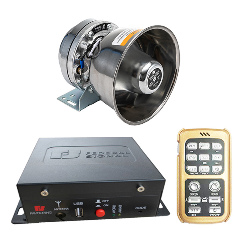 Wireless remote control siren 12V24V vehicle-mounted loudspeaker high-pitched alarm SA620KG + cooling circular speaker