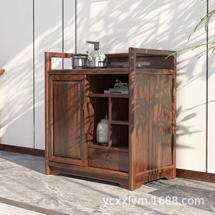 Old Elm New Chinese Style Solid Wood Living Room Integrated Tea Cabinet Tea Cabinet Storage Rack Kettle Wall Balcony Tea Side Cabinet
