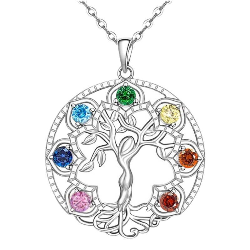 Collar de Clavícula para Mujer con Colgante de Árbol de la Vida Hueco, Estilo Europeo y Americano de Moda, con Microincrustaciones de Diamantes