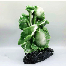 古玩仿寿山石雕仿独玉荷叶鲤鱼连年有余风水玄关摆件高32CM其他