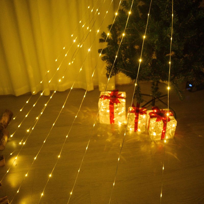 クロスボーダー LED クリスマスレザーライン五芒星滝ライトストリングホリデーデコレーションクリスマスツリートップスターランニングウォーター低電圧ライト|undefined
