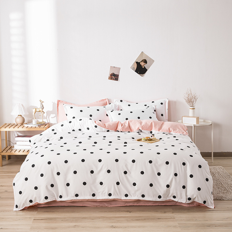 Nantong Textiles para el hogar Sábana impresa estilo ins Juego de cuatro piezas Artículos para el hogar Funda de edredón de aloe Juego de tres piezas para dormitorio de estudiantes