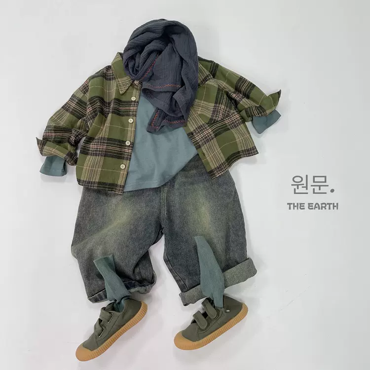 韩系儿童牛仔裤春秋新款怀旧复古休闲男童阔腿牛仔裤宝宝洋气裤子