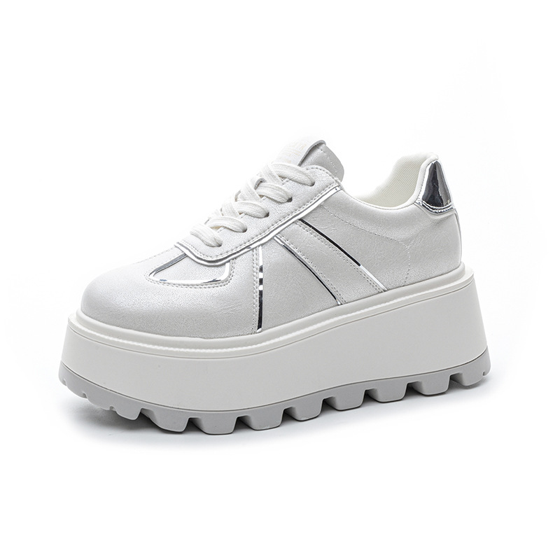 Women's White With Thick Soles And Internal Height Increase, 2026 New Vintage Casual Fashion Sports Comfortable Sneakers_vogvips.com