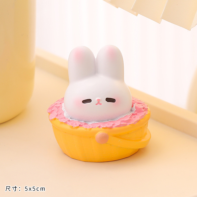 Conejo resina mini decoración muñeca linda chica corazón escritorio muñeca 2023 micro paisaje decoración creativa