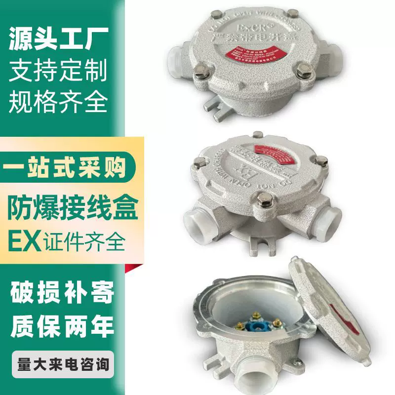 防爆三通接线盒化工厂矿用铸钢防爆线盒6分DN20不锈钢防爆接线盒