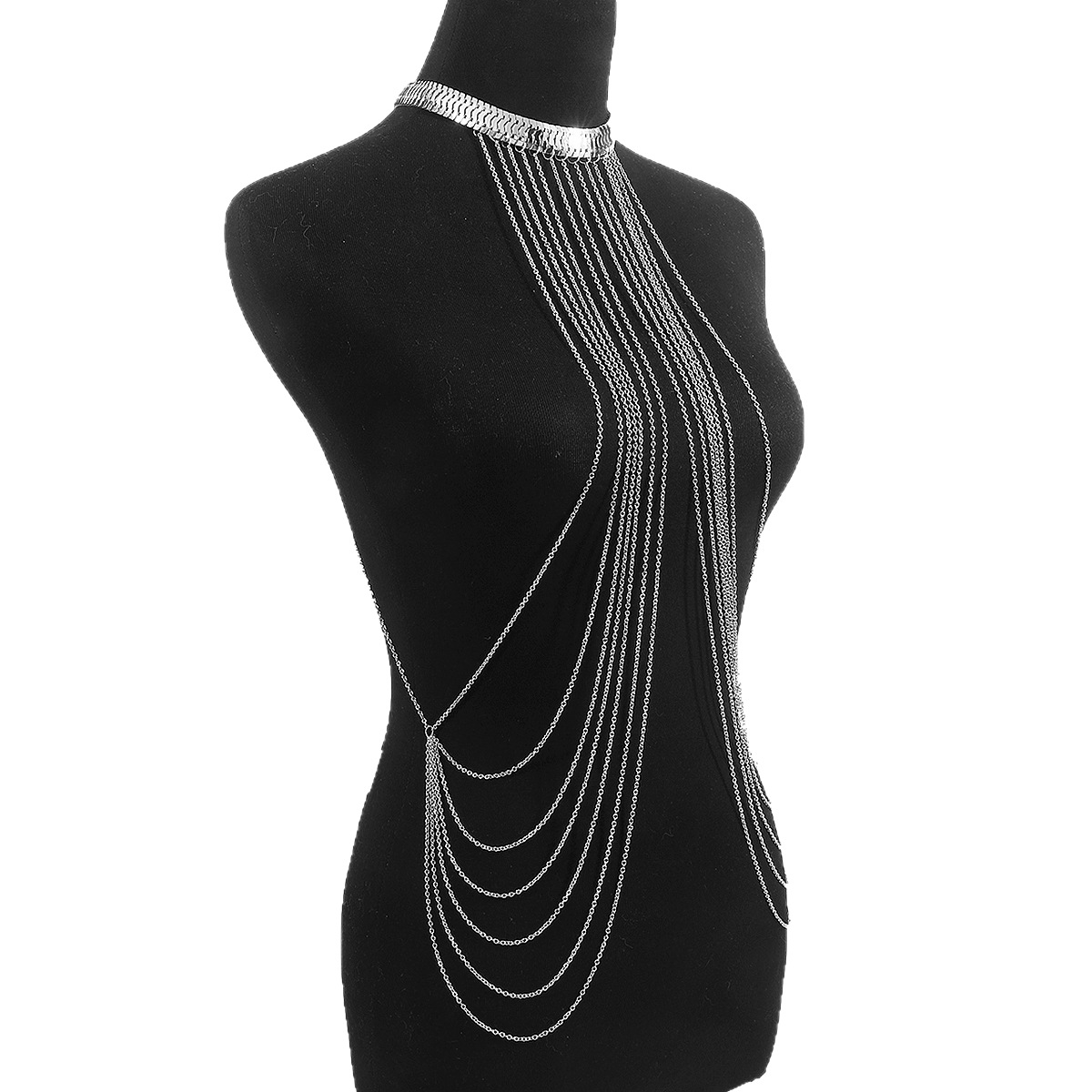 C0682 Corrente corporal com estampa de cobra, moda popular europeia e americana, corrente metálica sexy de várias camadas para biquíni de praia._voghion.com