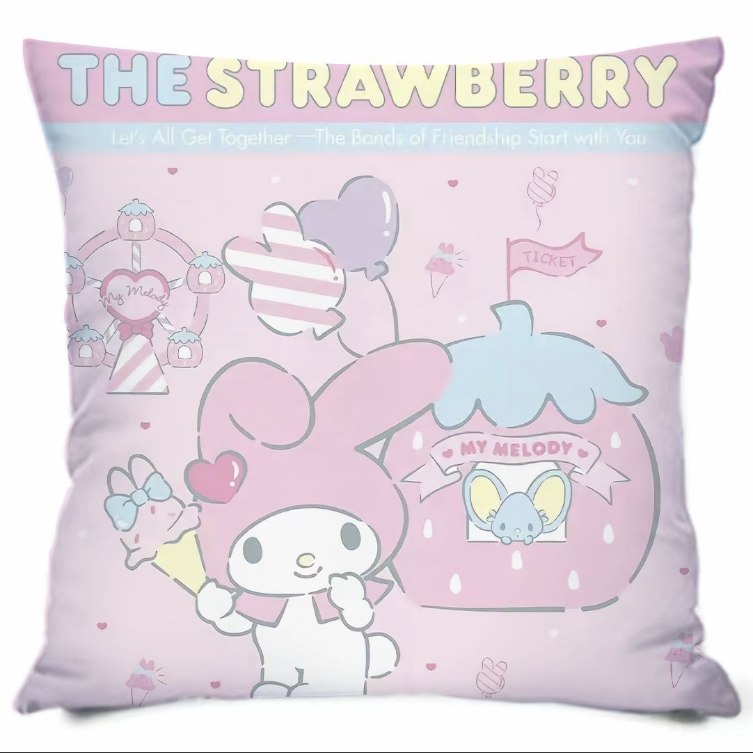 Almohada con estampado de dibujos animados de Sanrio, linda almohada de sofá para dormitorio, cojín de cabecera, cojín de asiento con soporte lumbar para coche