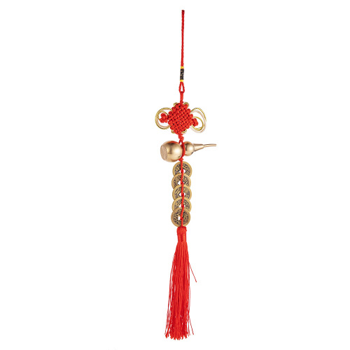 Brass Chinese Knot Five Emperors Money Car Hanging Copper Gourd Can Hold Cinnabar Accessories Retro Small Gifts Manufacturer Wholesale