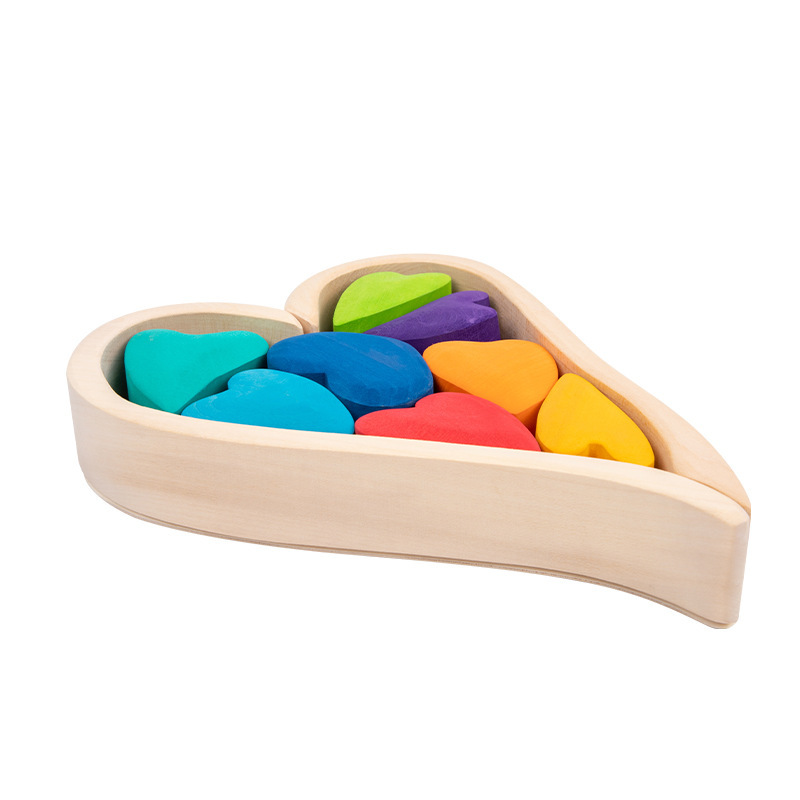 Madera Jenga Rompecabezas Torre de pila de bebés Juguetes de madera Educación temprana para niños Arco iris Pila grande Pila de bloques de construcción