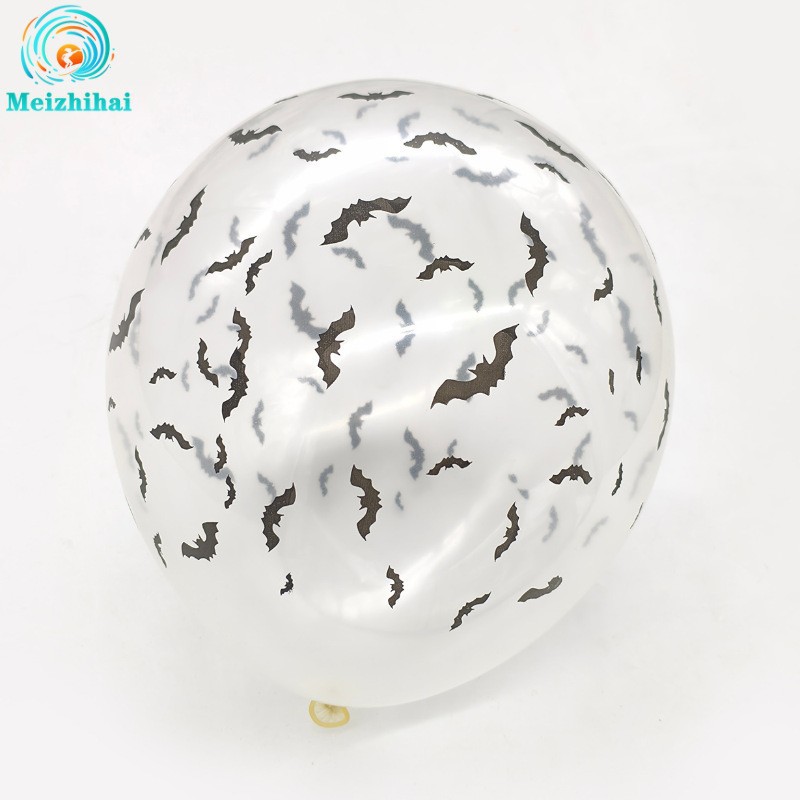 12 pulgadas murciélagos impresos transparentes de cinco caras / 100 pcs / paquete
