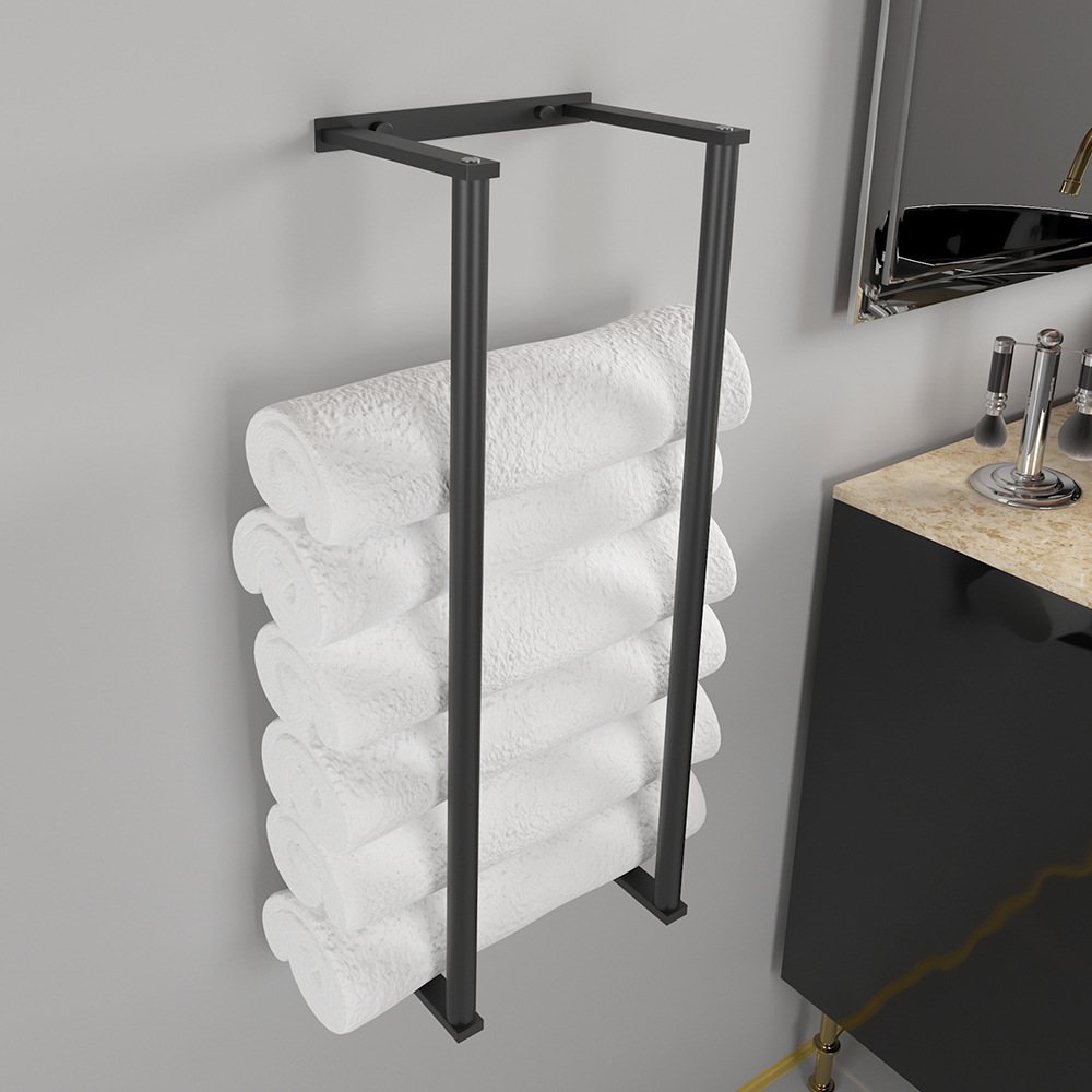 Toallero de acero inoxidable sin perforaciones en la pared del baño simple transfronterizo, estante de almacenamiento de toallas de baño impermeable y antioxidante, personalizado image 2