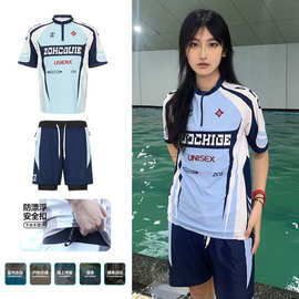 美式机车风户外骑行服短袖ins休闲百搭运动篮球上衣痞帅赛车服T恤