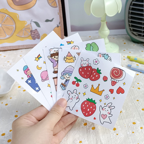 Cartoon sticker cute transparent waterproof phone sticker girl heart diary material handmade DIY decoration PVC sticker