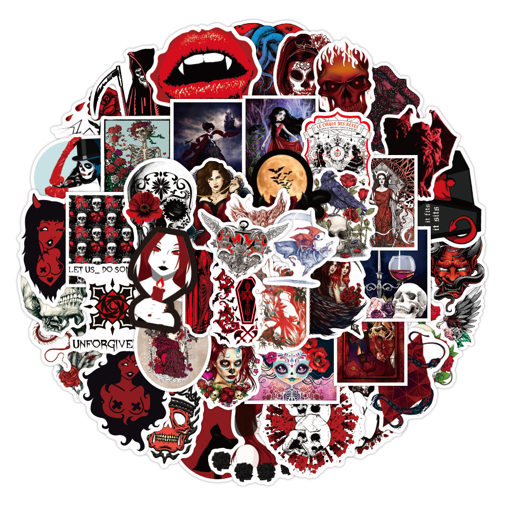 50 pegatinas de graffiti en blanco y negro de venta caliente de Amazon pegatinas decorativas impermeables de casco de guitarra punk en blanco y negro de estilo gótico