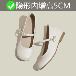 Small Height-raising Pearl Mary Jane New Chinese Style Single-layer Shoes Women's 2024 Autumn New 3233 Small Size Women's Shoes