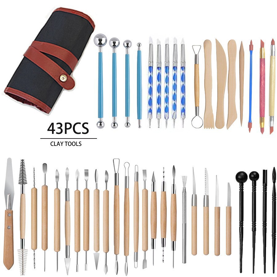 Herramientas de escultura de cerámica transfronteriza conjuntos de varias piezas herramientas de barro de arcilla de cerámica suave DIY conjunto de escultura de barro