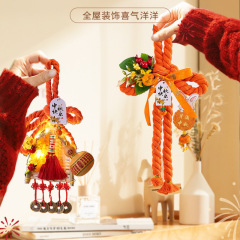 中秋节万字结挂件发光兔子灯笼簸箕门挂饰入户门装饰玉兔古风花灯
