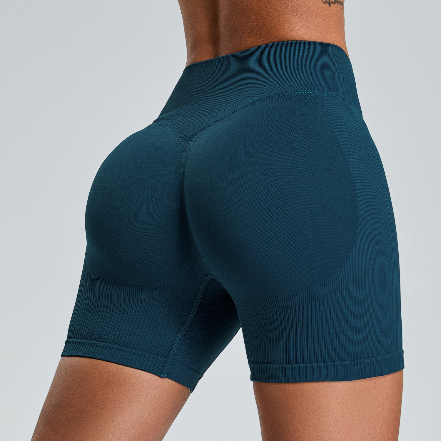 Nuevos pantalones cortos de yoga sin costuras de secado rápido transfronterizos, pantalones cortos deportivos de tres puntos con cintura alta y caderas, pantalones cortos de fitness para correr al aire libre