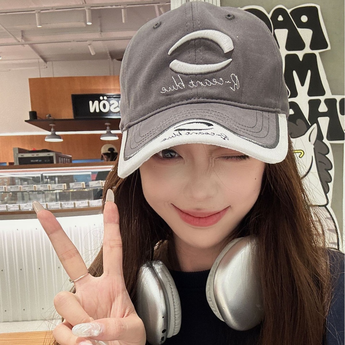 R-ceant blue hat baseball cap unisex couple personality all-match cap trendy brand sun protection street style