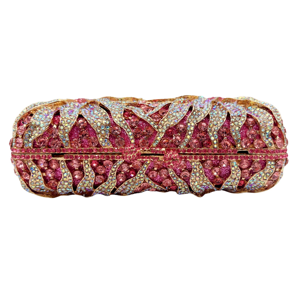 Túi clutch nữ dự tiệc đính kim cương hoa cúc, phong cách châu Âu — màu vàng, màu phấn, màu xanh lá cây chi tiết 3