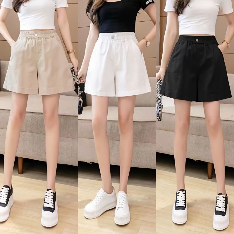 Washed Cotton Shorts for Women, Summer Thin Style, 2026 New Model, Casual High-Waisted Wide-Leg Loose Slimming Shorts Washed Cotton Shorts for Women, Summer Thin Style, 2026 New Model, Casual High-Waisted Wide-Leg Loose Slimming Shorts