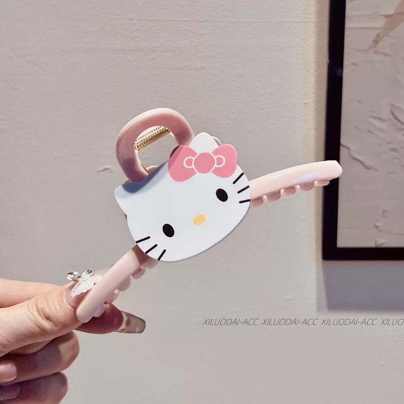 キラキラKT!ガールAB面猫クリップ、高級シルバーリボンシャーククリップ、後頭部ヘアクリップ|undefined