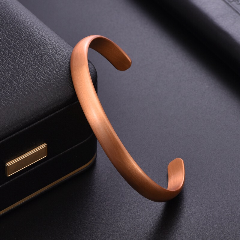Cross-border minimalist purple copper curved brushed open bangle, smooth surface, unisex, pure red copper jewelry, wholesale manufacturer customization Cross-border minimalist purple copper curved brushed open bangle, smooth surface, unisex, pure red copper jewelry, wholesale manufacturer customization