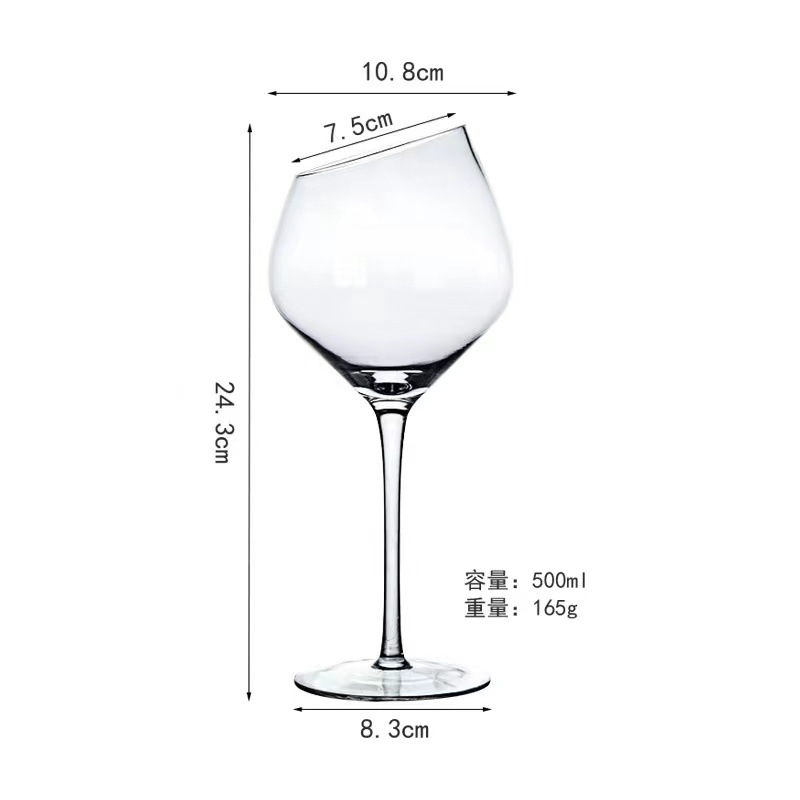 Vidrio de vino oblicuo Cristal de Lu Jing Boer Borgoña vidrio oblicuo champán copa de vino al por mayor