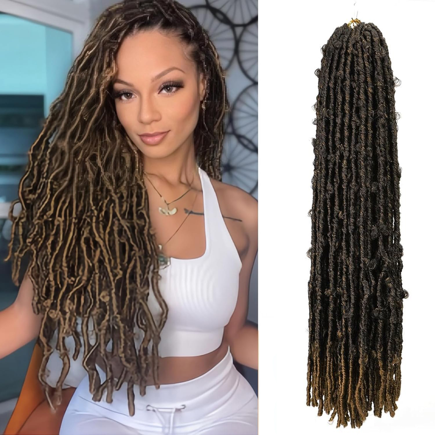 Temu/shein mariposa crochet cabello peluca africana trenza sucia Butterfly locs peluca de ganchillo
