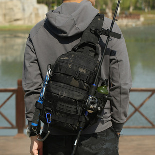 New 1000D Luya Bag Outdoor Crossbody Fishing Bag Tactical Camouflage Sports Fishing Gear Bag Back Rod Bag Insert Rod