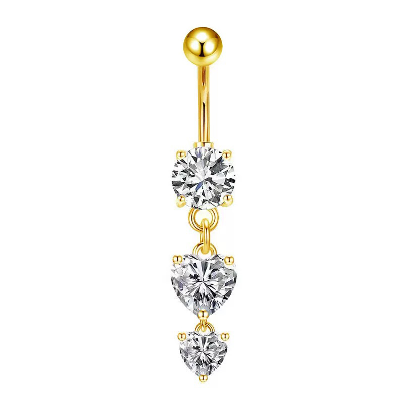 European American Cross-border E-commerce Piercing Jewelry: Navel Rings With Flowers, Hearts, Leaves, And Zirconia In_voghion.com