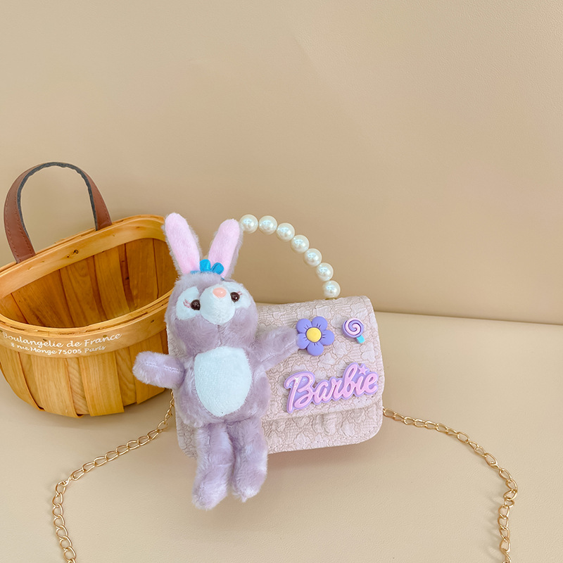 2023 nuevo bolso de los niños bolsa de hombro de conejo de dibujos animados estilo Chanel princesa bolsa perla portátil monedero bolsa