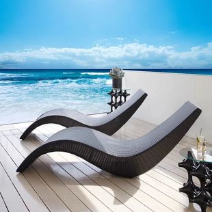 Outdoor Balcony Courtyard Rattan Chair Swimming Pool Garden Lounge Chair Beach Waterproof Sun Protection Open-Air Outdoor Rattan