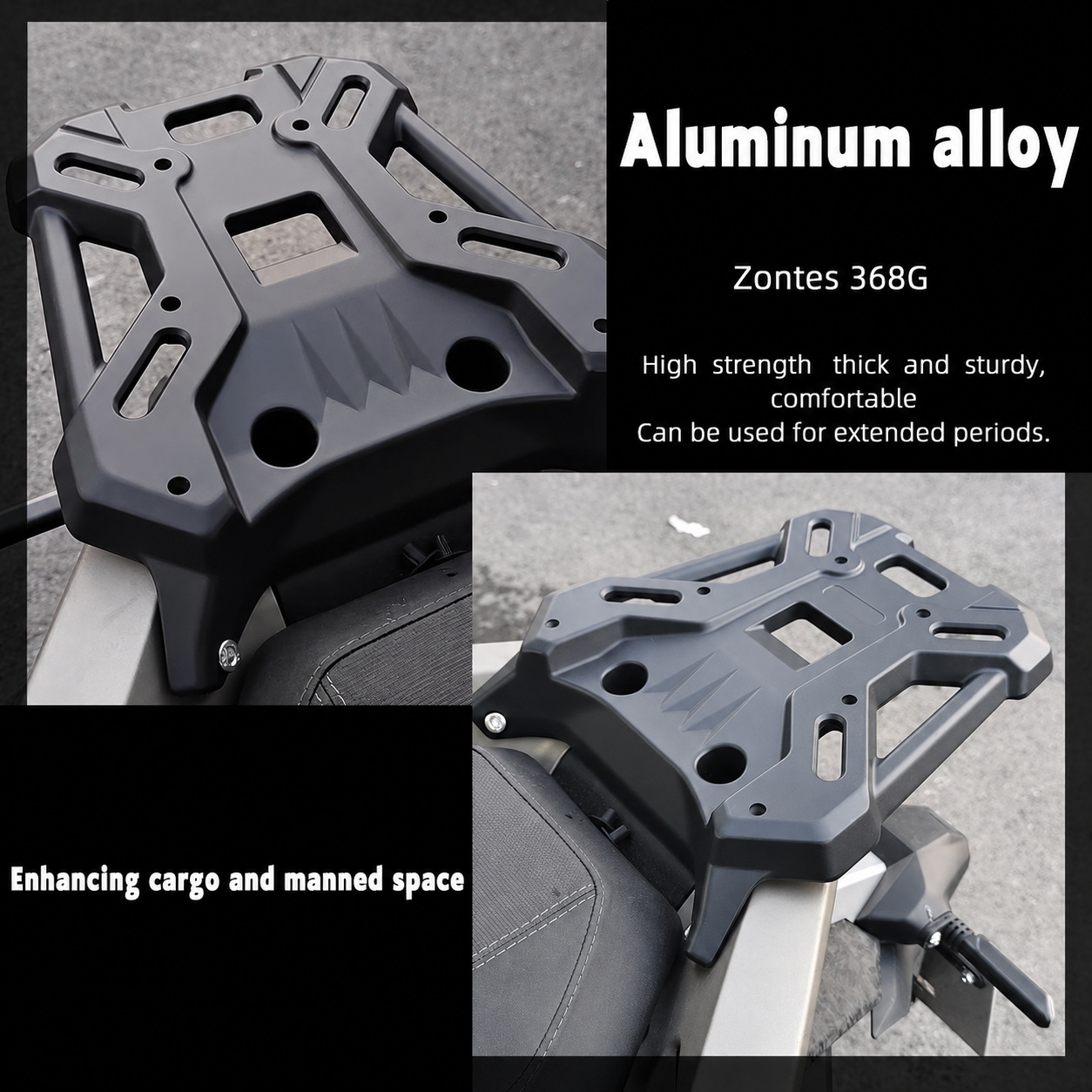 Suitable for 24-26 Models of Zontes 368g Motorcycles, Modified Aluminum Alloy Integrated Luggage Rack, Tail Box Bracket, Rear Rack