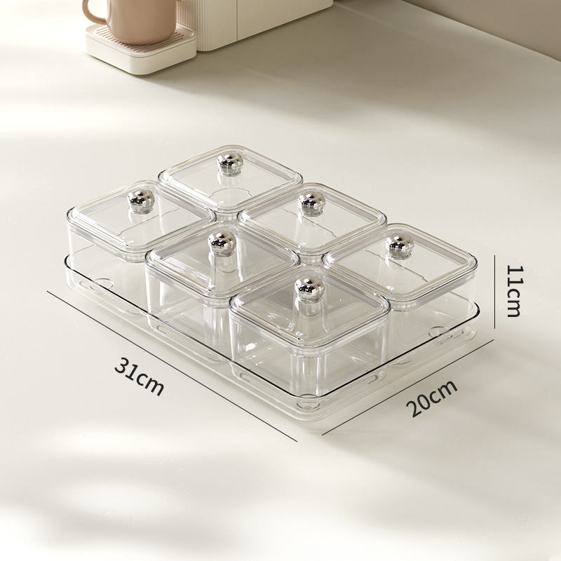 Platos de frutas secas de lujo ligero, productos de año nuevo sellados a prueba de humedad, divididos en cuadrículas, mesas de café de Sala de estar de gran capacidad, bocadillos, dulces y cajas de almacenamiento