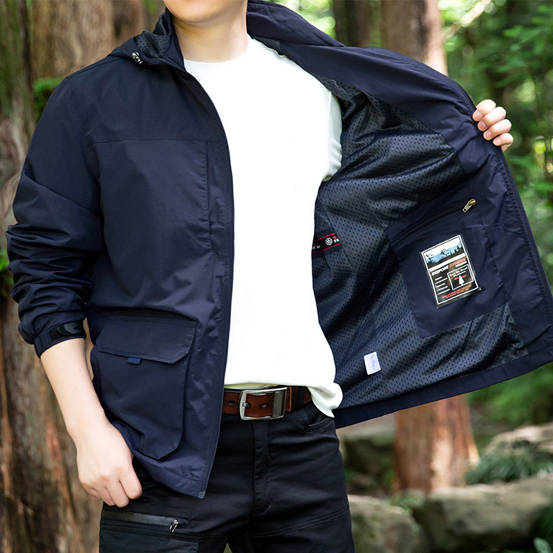 Cross-border Aliexpress vestir de asalto para hombres, abrigo deportivo ventilado al aire libre, chaqueta grande para hombres, chaqueta abierta
