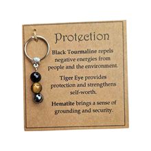 跨境水晶手链朋友礼物钥匙扣套装青金石虎眼石三颗水晶能量手链