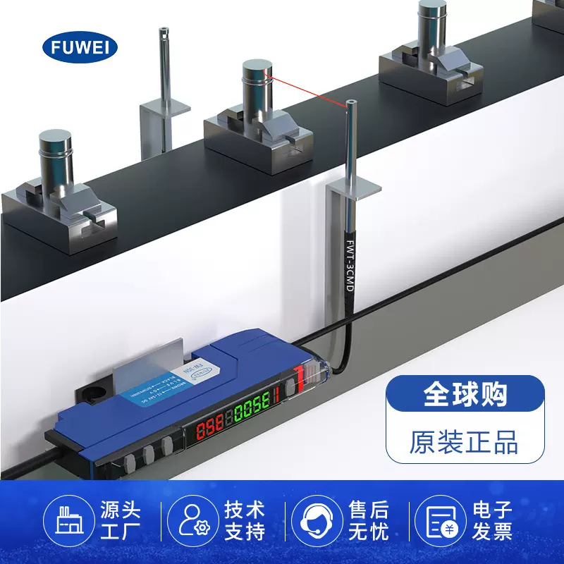 Φ3侧视光纤探头FWT-3CMD对射无牙侧面出光感应传感器放大器防水