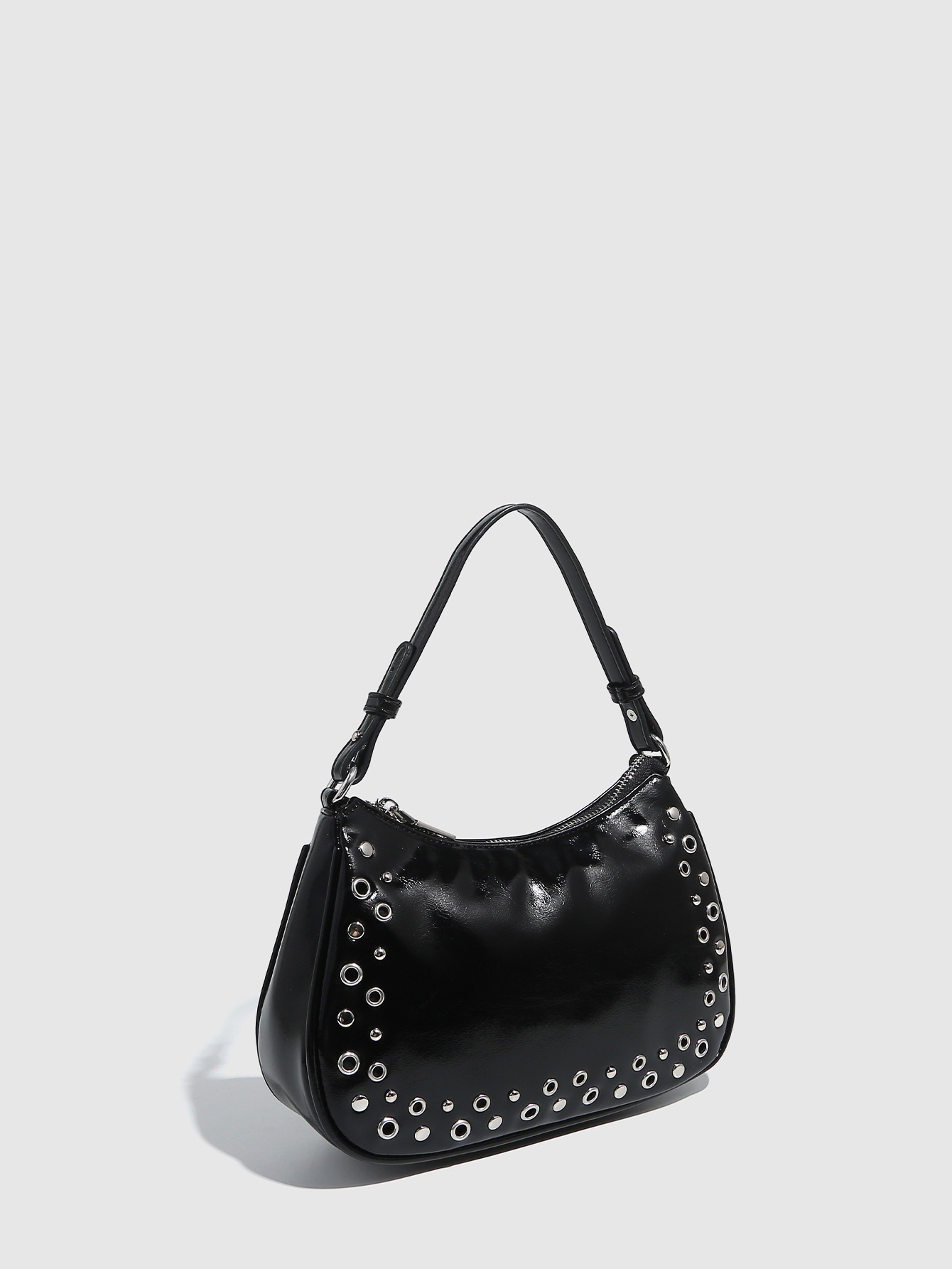 Transfronterizo 2025 nuevo remache hueco ajustable bolso punk bolso de muñeca con cremallera bolso de mujer al por mayor