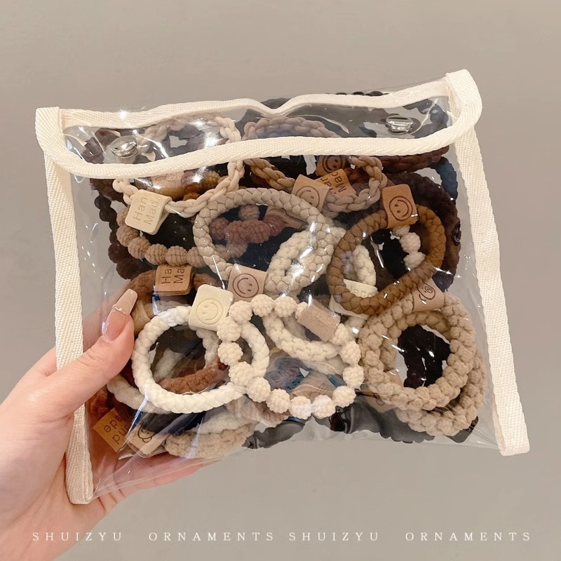 Liga de goma para el cabello de mujer, coleta alta, liga para el cabello, verano 2025, nueva liga de goma para adultos, liga para el cabello de verano, estuche de cuero.