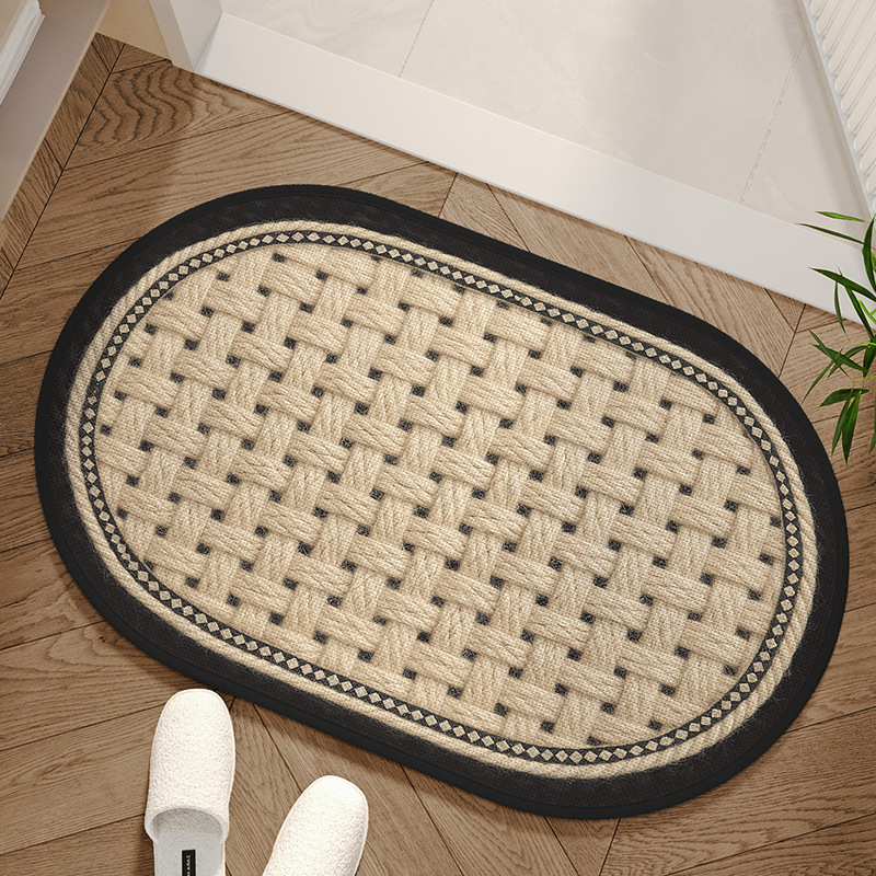 Imitation Wool Knitted Retro Bathroom Floor Mat Bathroom Absorbent Mat Toilet Door Non-Slip Foot Mat Quick-Drying Carpet