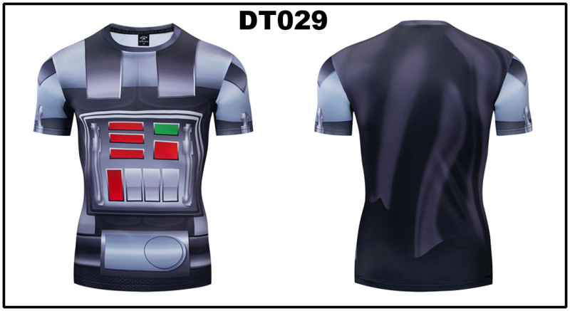 貿易アマゾンメンズアベンジャーズマーベルDC同服スポーツフィットネスストレッチ半袖Tシャツ|undefined