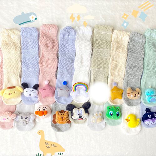 Summer thin baby over-the-knee long breathable mesh anti-mosquito socks baby cartoon three-dimensional cute ins doll socks