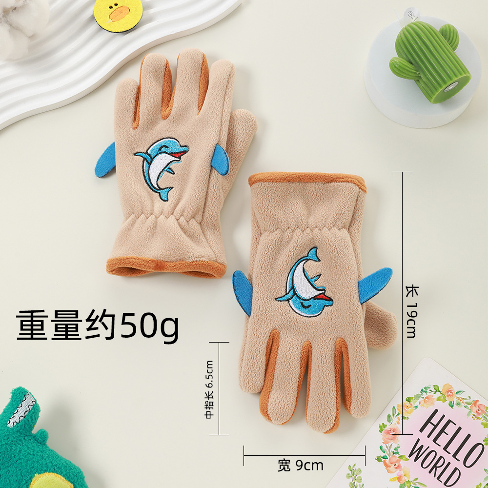 Guantes de invierno para niños para hombres y mujeres con guantes de terciopelo al aire libre caliente a prueba de frío de otoño para montar guantes de dibujos animados lindos