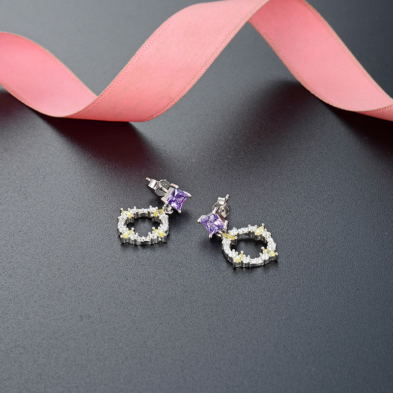Corea del Sur ins Chanel estilo círculo pendientes diamante pendientes s925 plata esterlina simple circón pendientes para las mujeres al por mayor