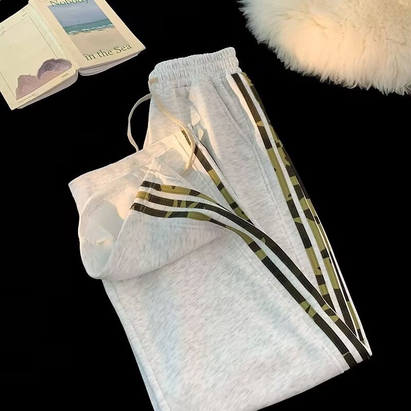 Ins americano rayado pantalones de piernas largas de color para hombres colgantes pantalones de deporte rectos sueltos pantalones casuales de calle alta