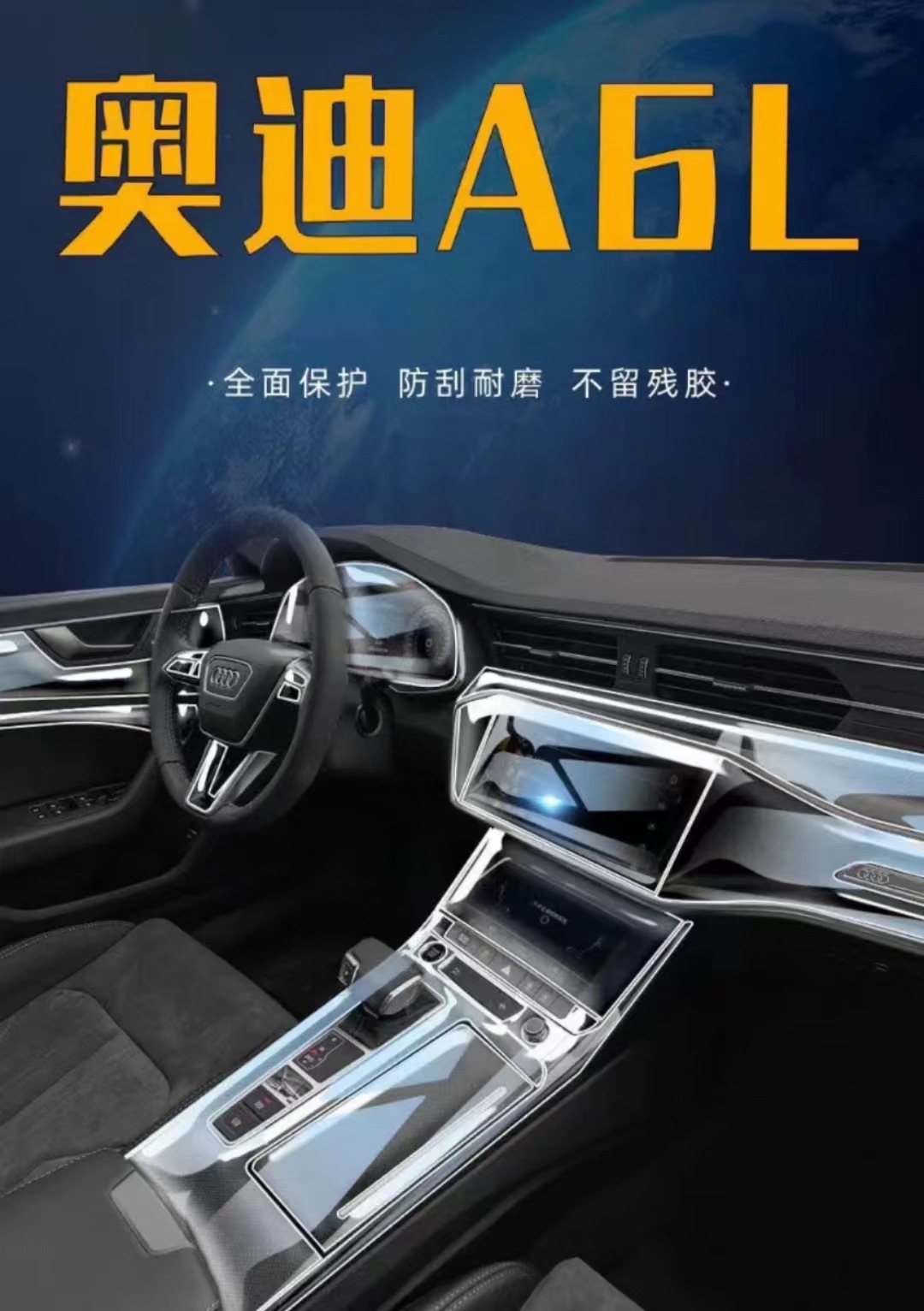 Suitable for 19-25 Audi A6L Instrument Special Screen Central Control Body Interior Sticker Modified Transparent Protective Film