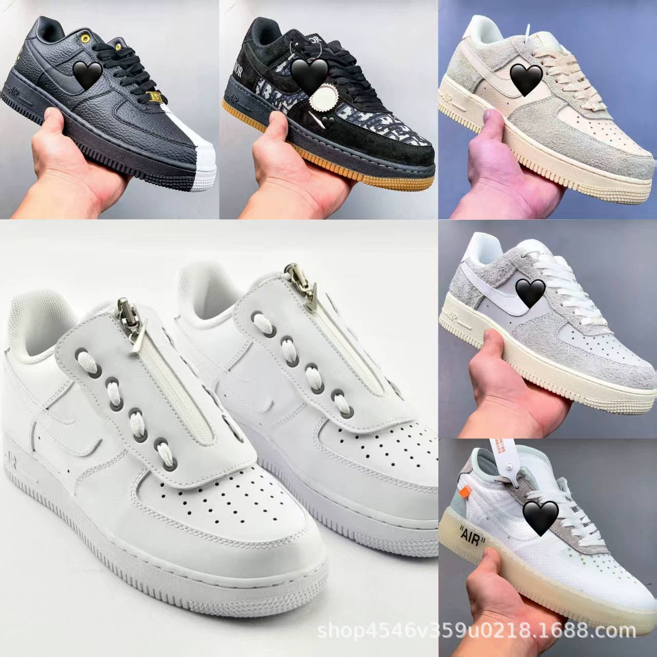 Putian Pure Original Air Force 1 Low All White Zipper Air Force One Low Top Sneakers Men's and Women's Casual Shoes