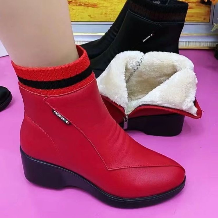 Cross-Border Women's Short Boots Amazon Winter Comfortable Cotton Shoes for Middle-Aged and Elderly People Soft Sole Shoes Mother's Shoes Factory Wholesale